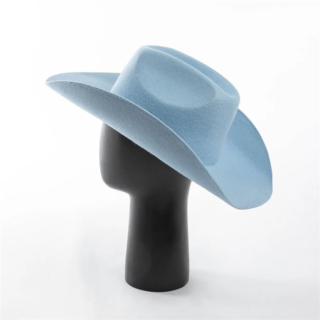 Unisex Fedoras Hut aus 100 % Wolle, Western-Cowboyhut, für Damen und Herren, Sonnenschutz, warm, konkave Form, Filzhüte