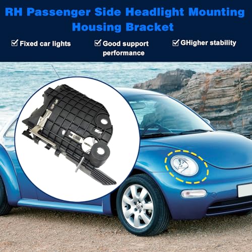 Image of SecosAutoparts Right Side Headlight Mounting Bracket Compatible with Volkswagen Beetle 2-Door 2006-2010 2.5L l5 /2.0L l4 Replace# 1C0941054 1C0-941-054