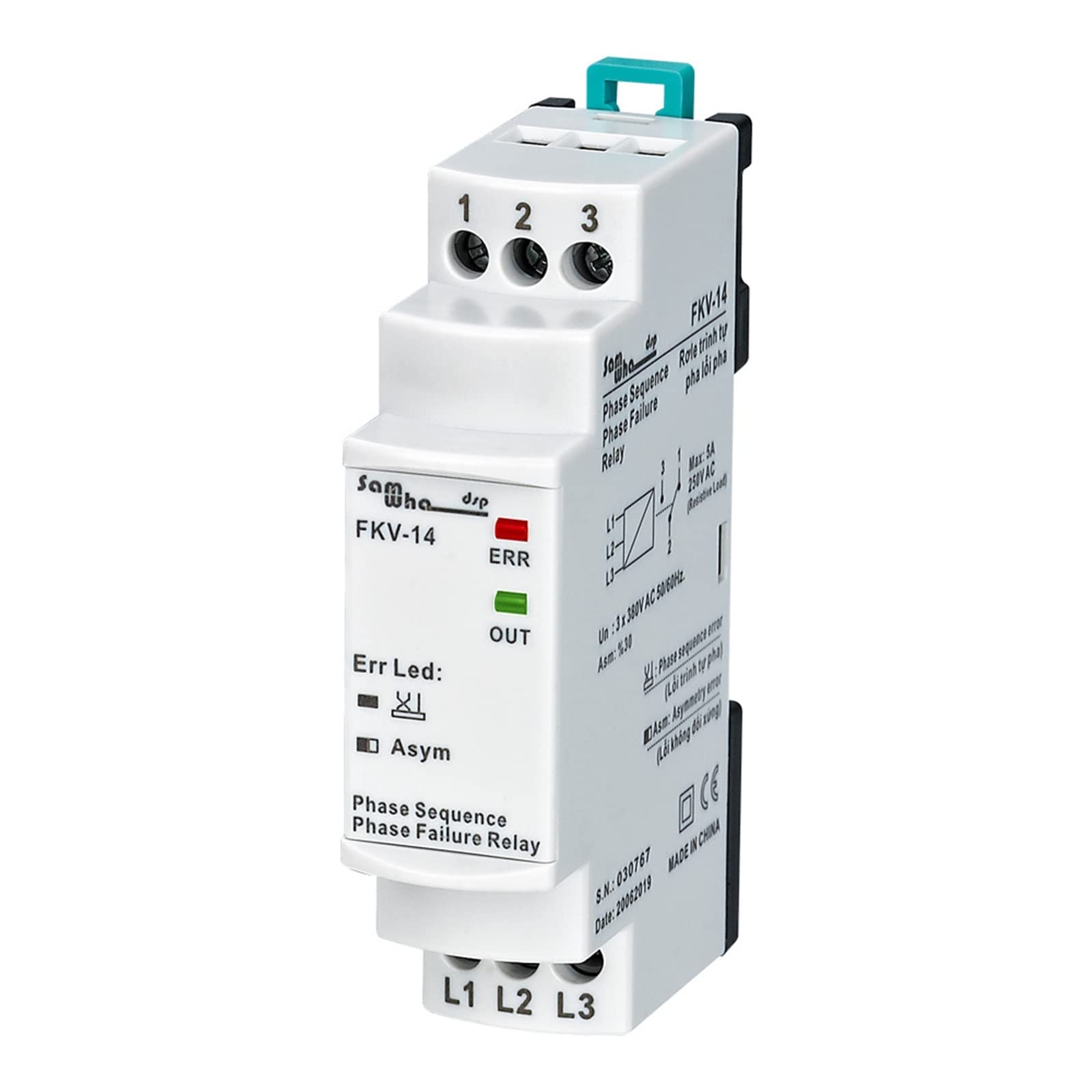 Aqhyebnsr One Color 3 * 380Vac Non-Neutual Three-Phase Phase Failure, Asymmetry, Sequence Relay