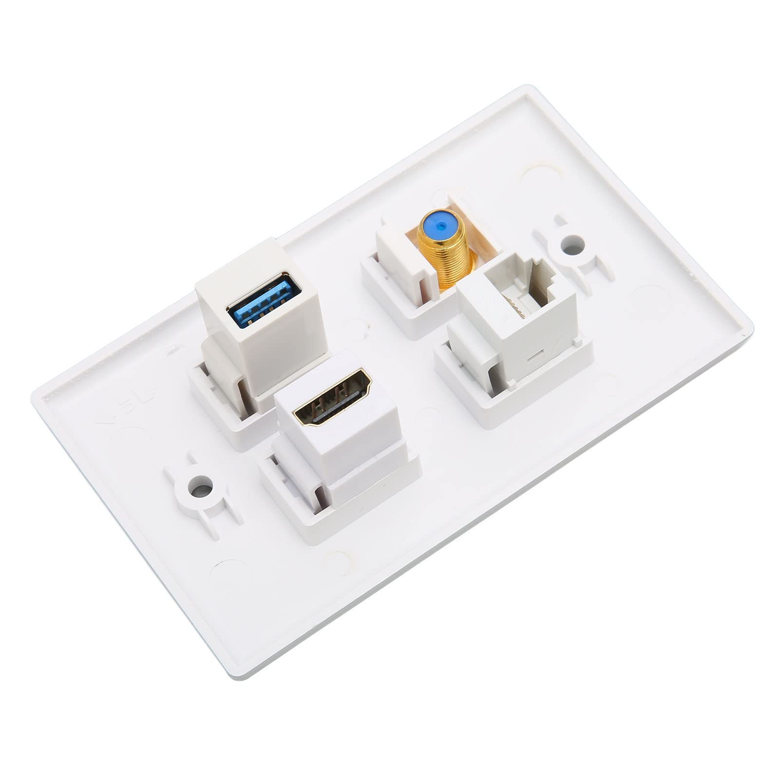 4-portowa Płyta ścienna HDMI, Wielofunkcyjna Płyta ścienna z Portami HDMI, Typu F, USB3.0, Cat6, Portem Ethernet RJ45 do Telewizora HDTV, Odtwarzacza Wideo, Projektora, Komputera Itp.
