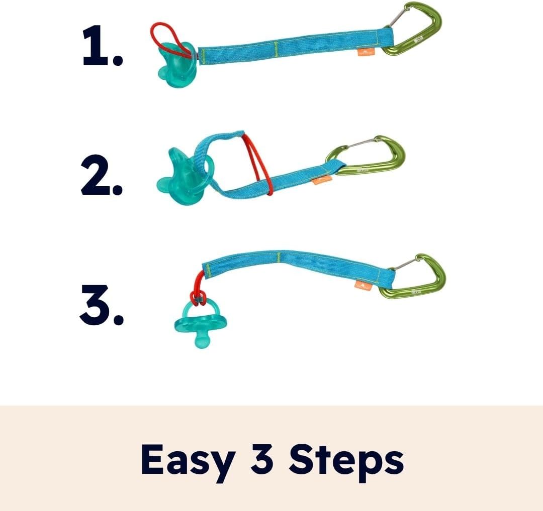 Carabiner Pacifier Clip, Toy Leash & Multi-Use Strap | Green image 2