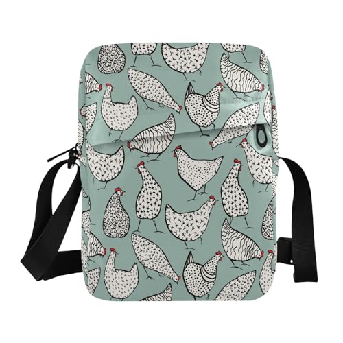 Farm Chicken Small Crossbody Bag for Men Women Mini Messenger Bag Shoulder Handbag With Adjustable Straps