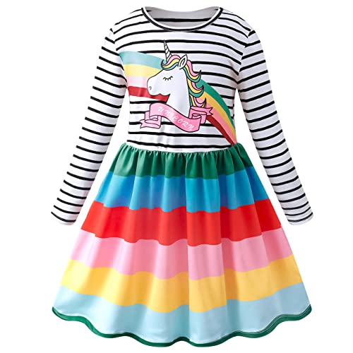 VASCHY Cute Long Sleeve Princess Party Outfit, Toddler to Big Kid Girls Clothing 2-10T