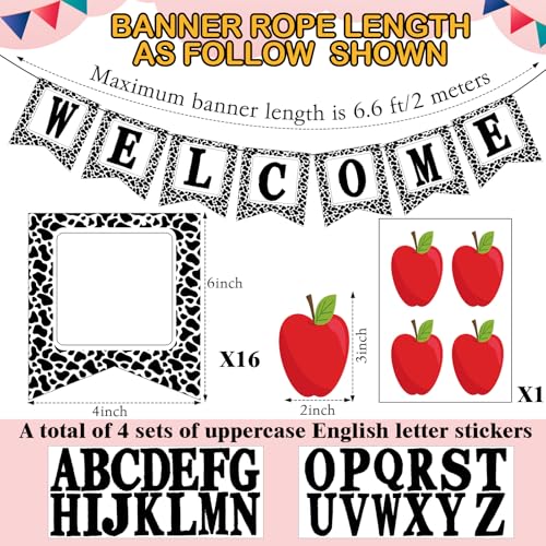Image of Mooliwe Classroom Decor DIY Banner, Welcome Back to School Party Supply Custom Hanging Bunting Garland Kit with Letters for First Day of School Ambience Celebration Decoration(Black,Composition)