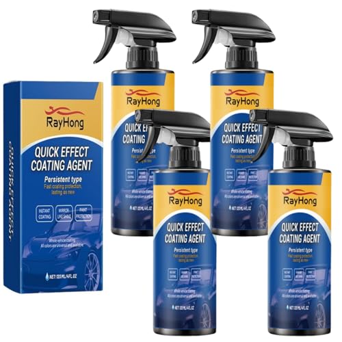 Rayhong Quick Effect Coating Agent, Ray Hong Advanced Car Coating Spray, Coat Renewal Agent Spray, Multi - Functional Quickly Acting Coat Car Scratch Wax Polish Waterless Wash Easy to Use(4pcs)