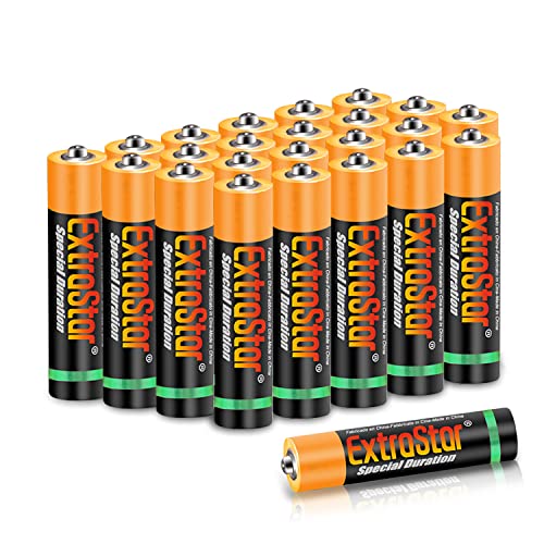 EXTRASTAR Batería de Carbón AA R6 de 1,5 Voltios, 860mAh No5 Pilas, Gama Performance, 24Pcs