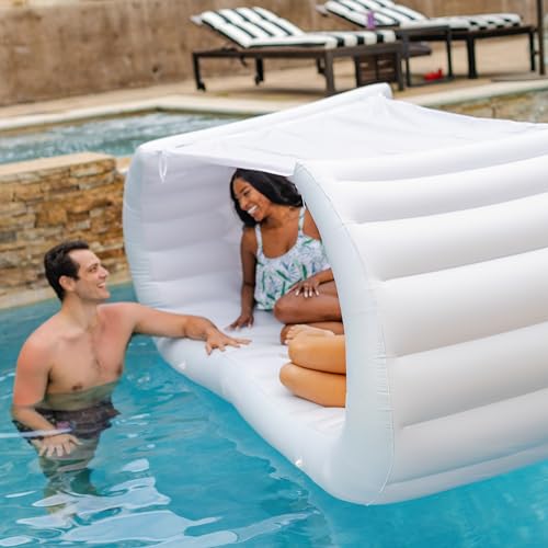 Image of Comfy Floats Inflatable Pool Couch - White Pool Float, Floating Cabana, Luxury Pool Float for Adults
