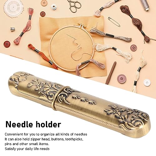 Image of Vintage Needle Case Needle Storage Sewing Needles Holder Stylish Embroidery Needle Storage Case for Hand Sewing Needle(Bronze)