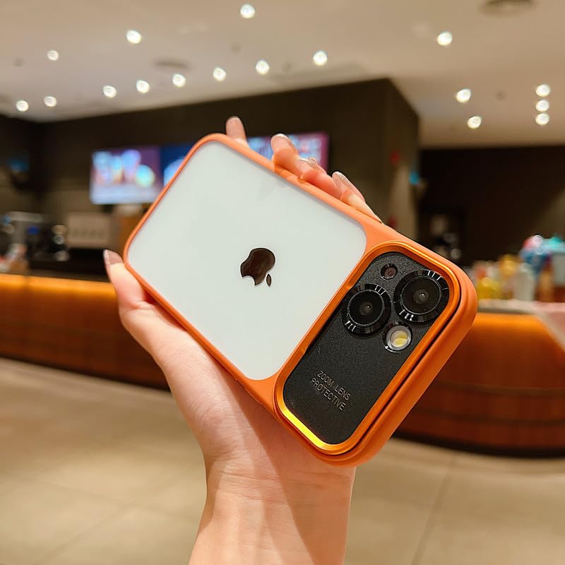 Image of LuxuryKase Shockproof Clear Case for iPhone 14 | Camera Lens Protection | Slim Transparent Soft TPU Bumper | Anti-Yellow | Flexible Scratch Resistant Protective Cover - Orange