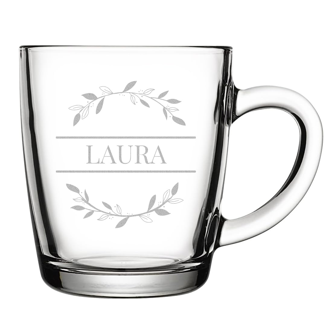 polar-effekt Teetasse aus Glas 340 ml 6 Stück mit Gravur - Teeglas mit Henkel - für warme und kalte Getränke - spülmaschinenfest und BPA-Frei