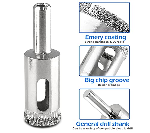 Image of Luomorgo 16mm /5 /8 inch Diamond Hole Saw Drill Bits, 5Pcs | 1.1 inch Cutting Depth, For Glass Ceramic Marble, For Porcelain Tile Granite, For Quartz Gemstone