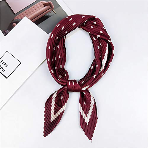 Xinqiao 4 Pcs Women Silk Like Fashion Square Pleated Scarf Satin Headwear2