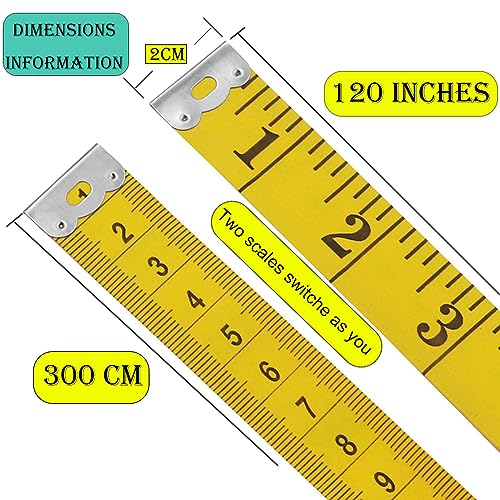 Oboteny 2Pcs Tape Measure Measuring Tape for Body, 120-Inch Double Scale Sewing Flexible Ruler for Weight Loss Body Measurement Tailor Craft Vinyl Body Measurement Tape(White, Yellow)