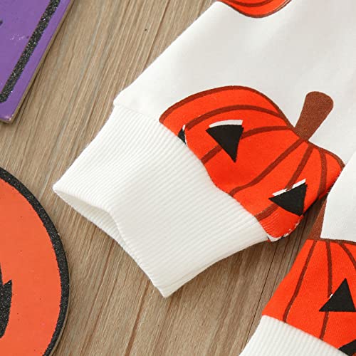 Betadog Toddler Boy Girl Halloween T Shirt Kids Pumpkin Skeleton Long Sleeve Sweatshirt Pumpkin (Orange-A, 6-12 Months)2