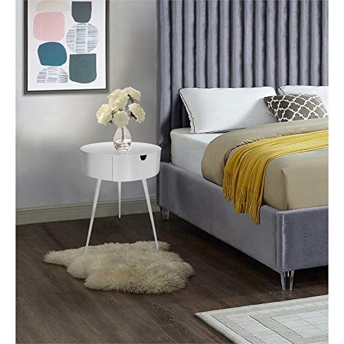 Trent Home 1 Drawer Contemporary Style Metal Nightstand in White