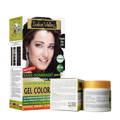 Image of INDUS VALLEY Natural Damage Free Gel Colour Light Brown With Hair Ultima Spa (175 ml)
