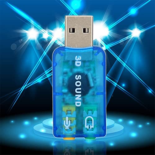 Image of PC Sound Card Adapter, Meshiv USB 2.0 Virtual External Mic Speaker Adapter 3D 5.1 Channel Audio Connector Built-in Digital Class-B Power Amplifier (Integrated 2 Channel)