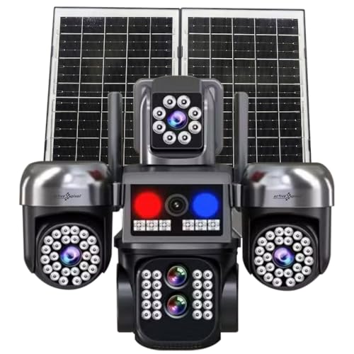 Image of Active Pixel 4G 4MP Solar Security Outdoor 4 Camera Setup with 8X Zoom PTZ Main Lens 360 Pan Tilt | Dual Screen View | SIM Supported No WiFi CCTV | Color Night Vision | AI Motion Detection -H6