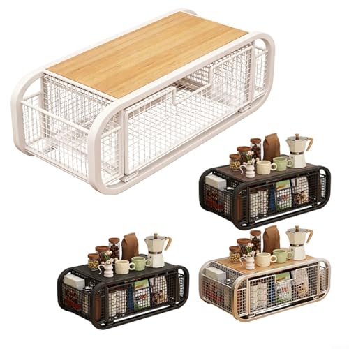 Boîte de rangement de table style tiroir en bois noble et cadre en fer D - 6