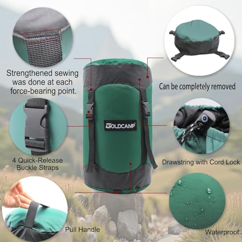 GoldCamp Sleeping Bag Stuff Sack, 40% More Storage! 18L/30L/43L/49L/65L Compression Stuff Sack, Waterproof & Ultralight - Space Saving Gear for Camping, Hiking (Green, XXXL) - image 3