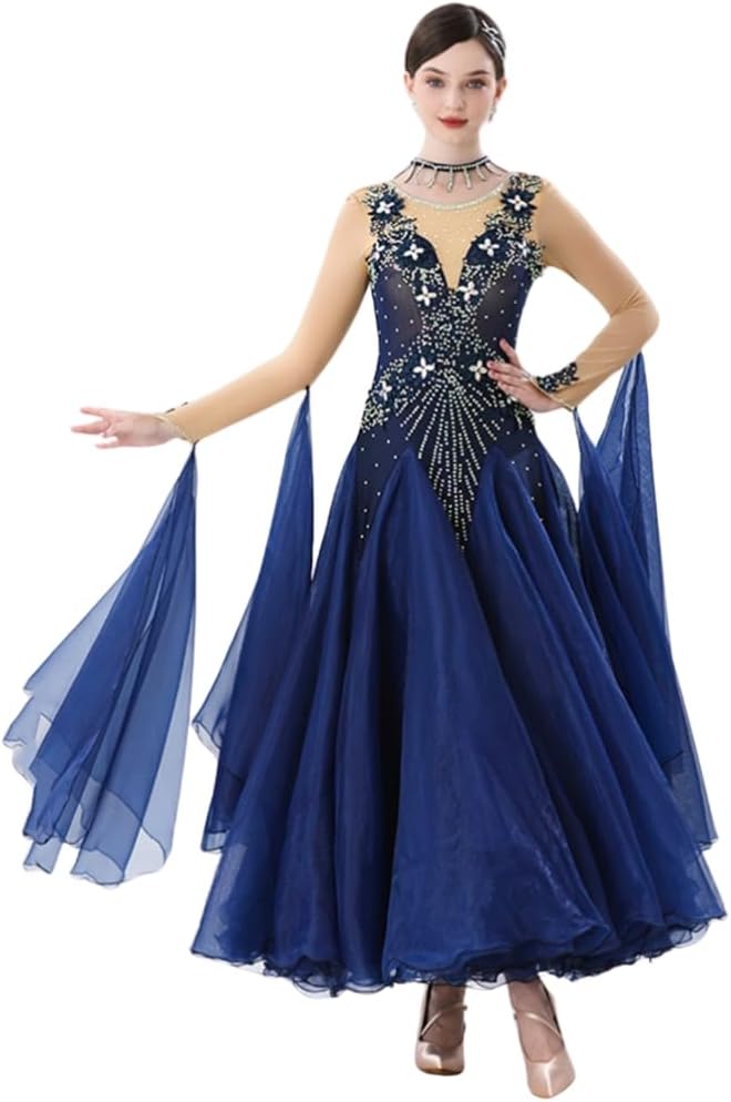 社交ダンス用ロングドレス 黒紫花柄　Mストレッチ素材　レッスンウェア 社交ダンス用ロングドレス 黒紫花柄 Mストレッチ素材 レッスンウェア