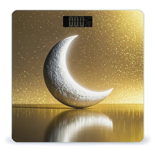 Báscula Digital para Baño Fondo Dorado y Luna Creciente miniatura 1