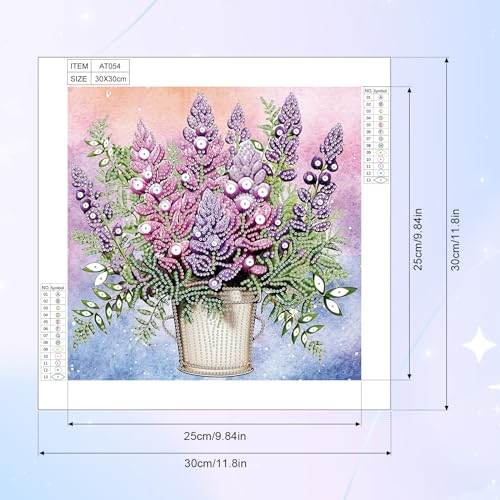 Image of Diamond Art Painting Kits for Adults, 5D Special Shape Crystal Rhinestone Diamond Painting, Potted Lavender Flower Design, DIY Diamond Art Kits for Beginners, Home Wall Decoration Gift, 12x12 Inch