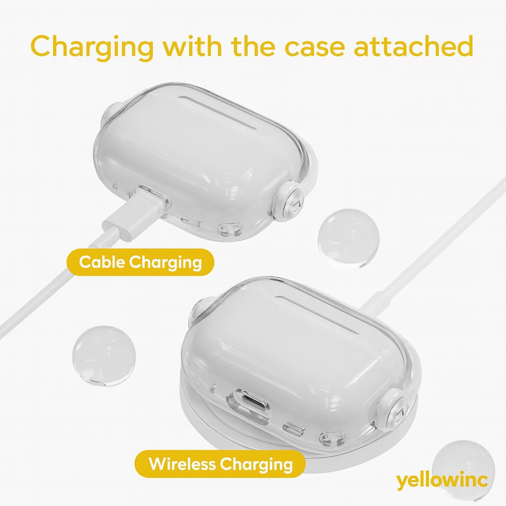 Hybrid Clear Case Cover for Apple Airpods Pro 3 (2025), Anti-Yellowing, Safety Lock, Phone Stand (Transparent Black with Lock) — Amazon image 4