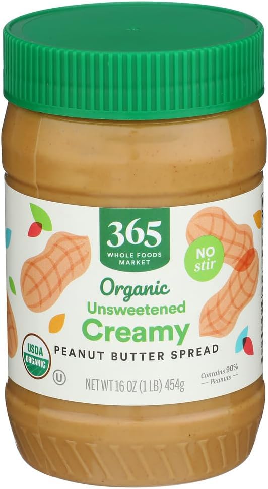 Organic Creamy Peanut Butter Spread, Unsweetened, No Stir, 16 Ounce