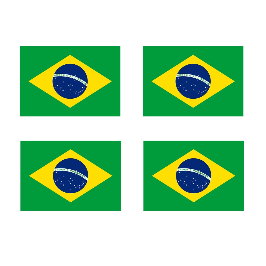 4 x Brazil Flag Iron on Screen Print Fabric Applique Machine Washable Transfer Brazilian Team Support