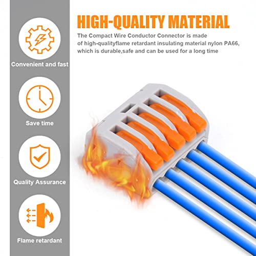 flintronic Kabelverbinder, 40 Stück Klemme mit Betätigungshebel, 4mm² Leiter Klemme, Elektrische Anschlussblöcke,Verbindungsklemme, Aktualisierte Versionen Können Frei... – Bild 5