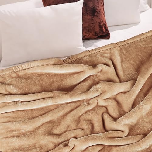 Image of ABRAZO Reversible Mink Blanket for Winter & AC | Double Bed 220x240 cm Soft & Warm Blanket /Dohar /Quilt /Comforter | All Season Use | (Beige)