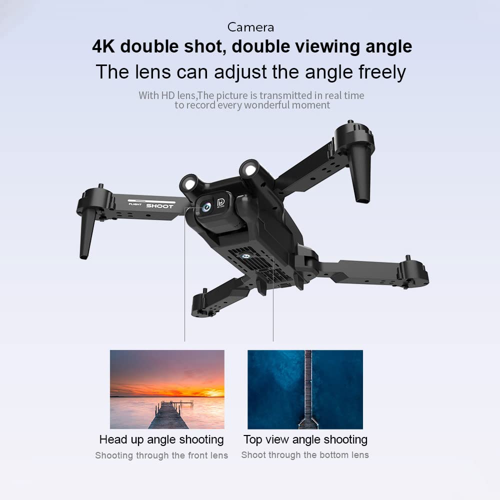 Drone pieghevole con videocamera 4K per adulti, videocamera live FPV Quadricottero RC, ritorno automatico, Follow Me, Waypoint Fly, 3 batterie per 60 minuti di volo per ragazze di Natale (grey )