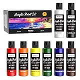 Nicpro 8 Primary Colors Acrylic Paint Set(4 oz, 120 ml), Rich Pigment, Non Toxic Craft Paint for Multi Surface Canvas, Wood, Ceramic, Rock, Fabric, Art Painting Supplies for Beginner & Artist Adult
