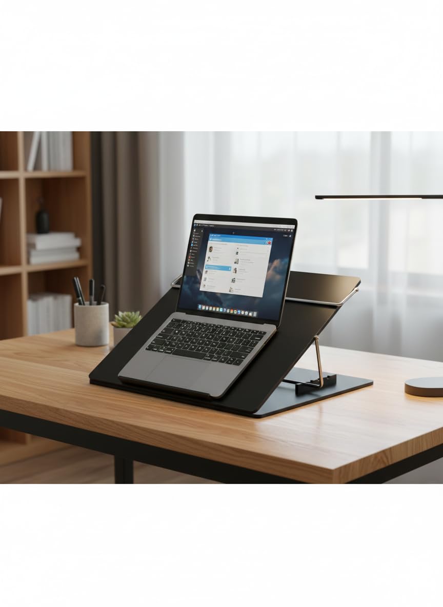 RADISSSON LUVYANSH Writing Table Top Elevator Desktop Study Table Reading and Writing Desk Small Size (12x16-Inch) 7mm Black Smoke Colour (P.S Sheet) with Height Adjustable.