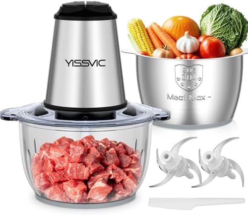 YISSVIC Tritatutto da Cucina Elettrico 2L,500W,Doppia Ciotola Vet...