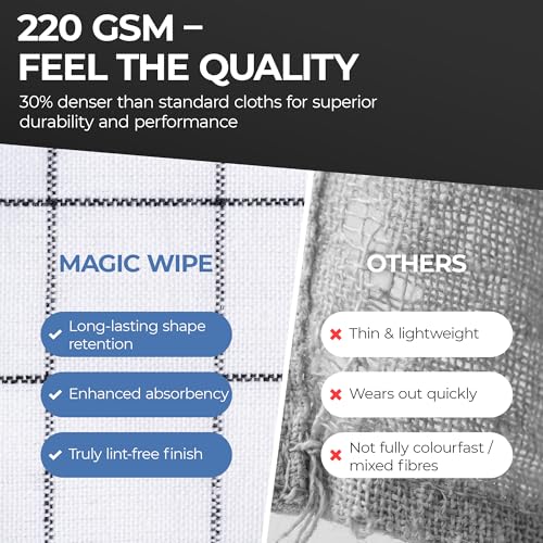MagicWipe® Premium Cotton Tea Towels, Thick 220 GSM (50x70cm), Tea towel for kitchen, Highly Absorbent, Lint-Free, Durable, Machine Washable & Reusable Kitchen Towels, Catering Quality (5) - Image 5