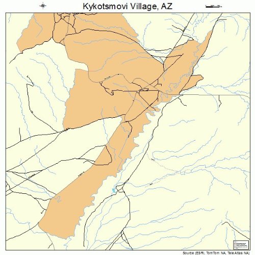 Large Street & Road Map of Kykotsmovi Village, Arizona AZ Printed
