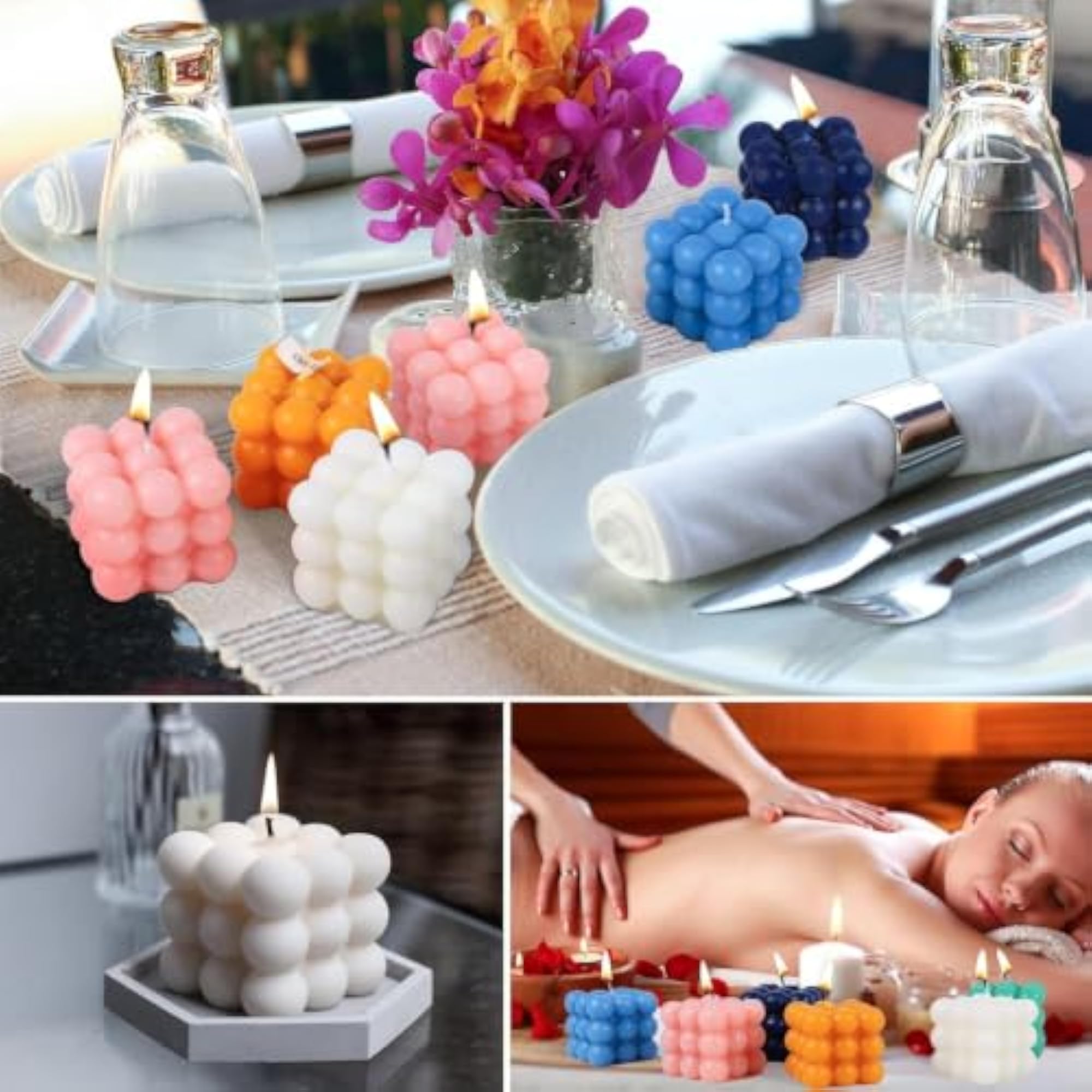 Scented Bubble Cube Candles, Aromatherapy Decorative Room Decor
