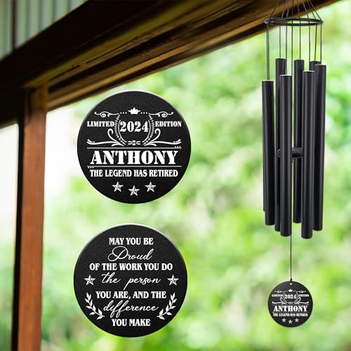 Image of Personalized Retirement Wind Chimes for Outside, 36 inch Happy Retirement Gift for Women, Men, Coworker, Colleague, Boss, Teacher, Nurse, Friend, Going Away Garden Patio Decor