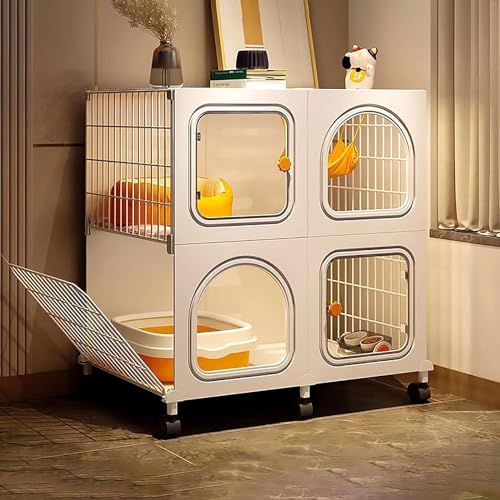 Kanduo キャットハウス 屋内猫ケージ、半密閉型猫ベビーサークル取り外し可能な猫クレート猫エンクロージャホイール付き小動物ケージ