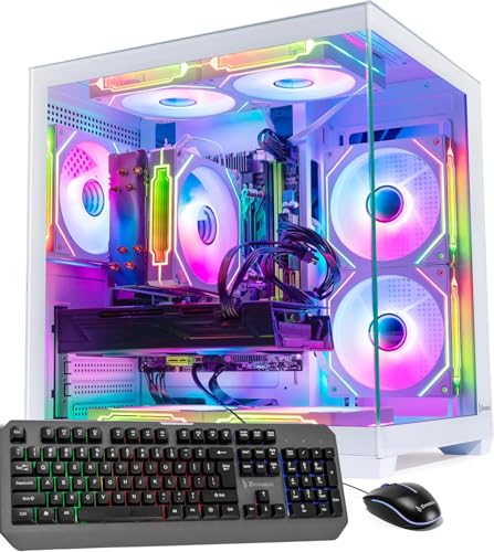 Image of White Gaming PC Desktop - i7-9700F up to 4.7GHz, GeForce GTX 1080 8GB GDDR5X, 16GB DDR4 RAM, 512GB SSD + 1TB HDD, WiFi 6 & BT 5.4, 8x ARGB Cooling Fans, 650W PSU, WIN11P