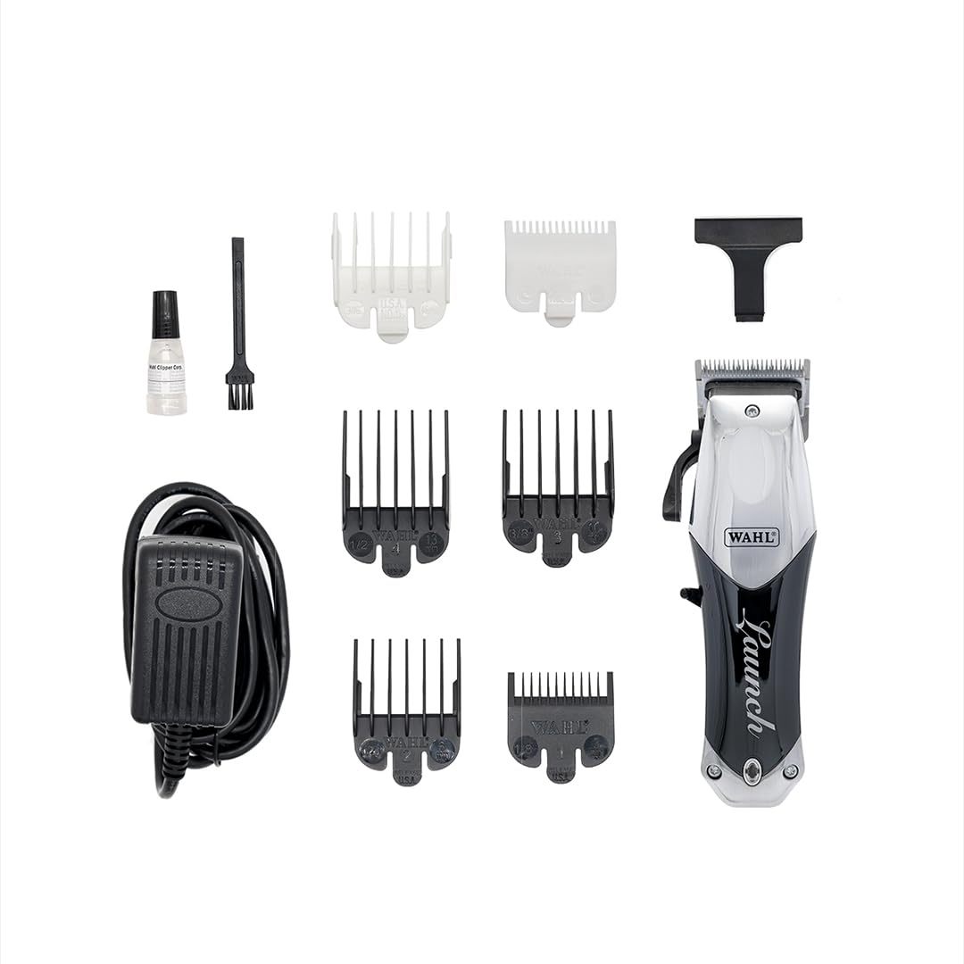 Wahl Launch Professional Clipper, Cord/Cordless Operation, 6000 RPM Powerful Motor, Full Steel Taper Blade, Lightweight and Compact, Smart LED Indicator, 2 Hours Runtime, 2 Years Warranty, 02240L-024