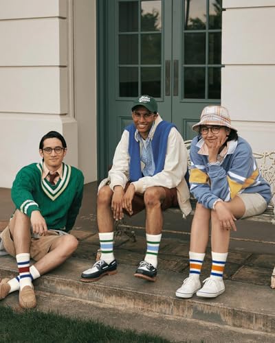 Image of Century Star Retro Striped Novelty Socks For Women Vintage Casual Crew Socks Sporty Calf Socks Cotton Socks Women