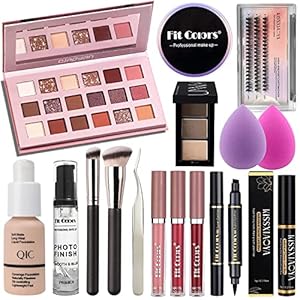 Professionelles All-in-One Makeup Set, Fenshine Kosmetik Make Up Starter Kit mit Aufbewahrungstasche Tragbare Reise Make Up Palette Lidschatten Foundation Lip Gloss für Teenager & Erwachsene (16PCS)