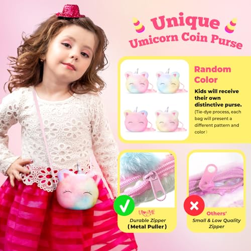 ULOVEME Kids Washable Makeup Kit for Girls 4-6 with Small Coin Purse(5.5x5.25in) - Real, Non Toxic Make Up Toy Gift- Umicorn Gift Set (Rainbow Coin Purse)