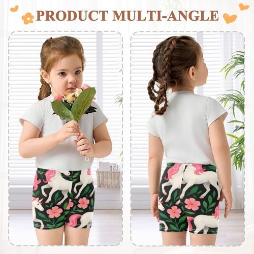 Girls Biker Shorts Toddlers Cotton Shorts for Under Skirts 4t Summer Clothes White Unicorns Pink Flowers4