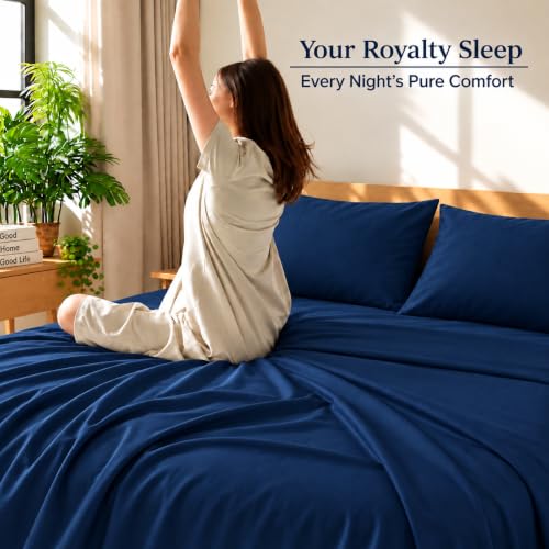 Image of Microfiber Single Size Bedsheet with 2 Pillow Covers | Ultra Soft & Breathable Flat Sheet | Wrinkle-Resistant, Premium Comfort for Everyday Use |Size (60 inch x 90 inch) Navy Blue