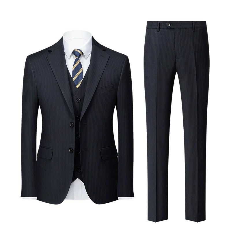 Men’s 3 Piece Slim Fit Business Suit Set Pants Vest Formal Tuxedo for Prom Wedding Dinner Graduation(XX-Large)