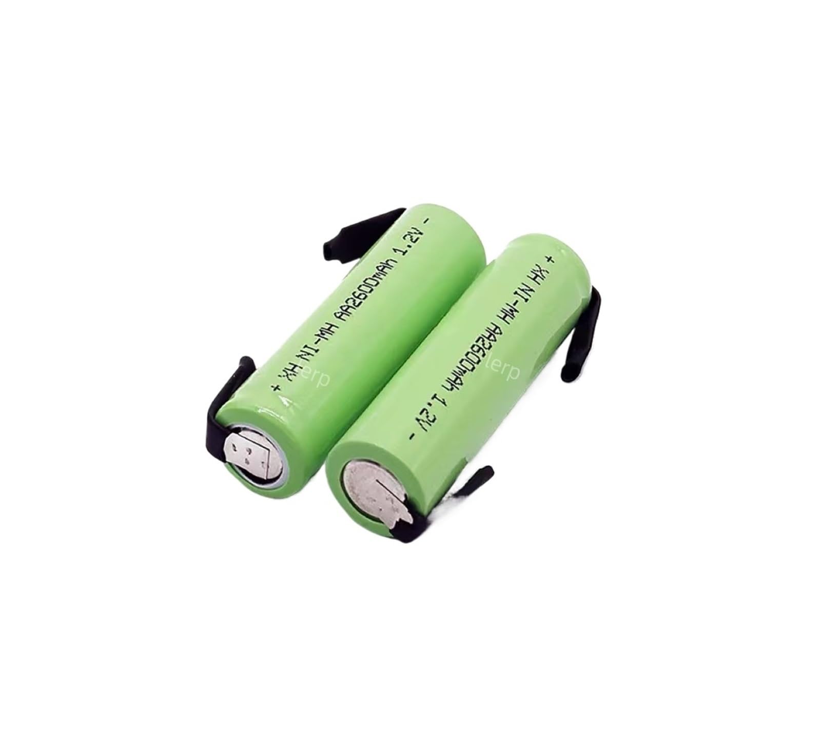 AA Rechargeable Battery 2600mah NI-MH Cell Green Shell with Welding Tabs .Compatible with Philips Electric Shaver Razor Toothbrush(1psc)